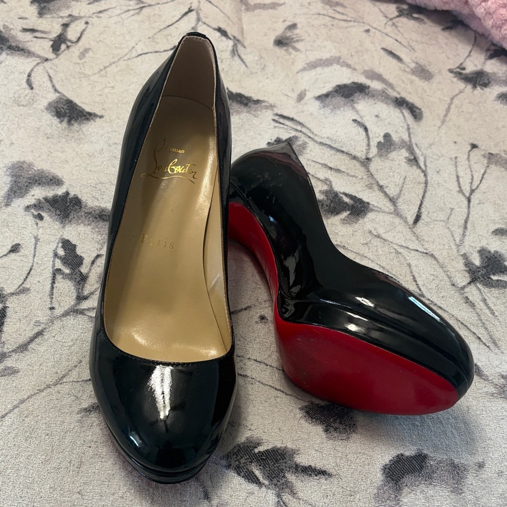 Christian Louboutin Classic  Black Patent Heels with Red Soles